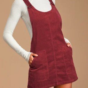 Burgundy Corduroy Pinafore Dress